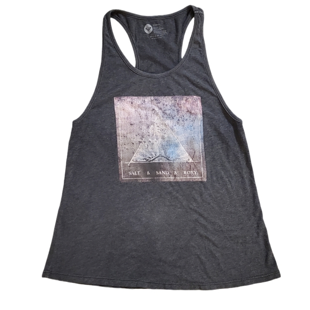 Roxy Women's Gray Salt‎ Sand Roxy Pyramid Graphic Tank Top XS